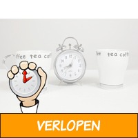 Ontbijtset - koffiekoppen en wekker