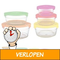 Set van 5 glazen vershoudbakjes