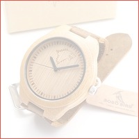 Bamboe horloge met echt lederen band