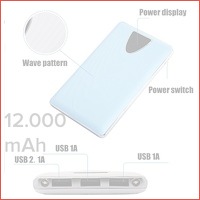 3-poorts 12.000 mAh Powerbank