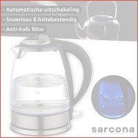 Sarcona design glazen waterkoker 1.8L