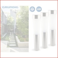 3 x luxe Grundig solar RVS LED tuinlampe..