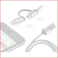 2-in-1 gevlochten kabel met lightning en..