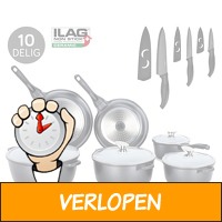 10-Delige Keramische Pannenset + Professionele Messense..