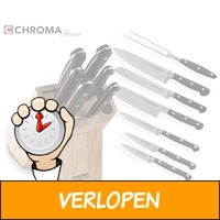 7-delige topchef BY chroma messenset MET houten blok