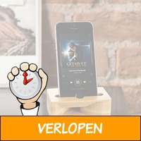 Houten telefoonhouder + versterker