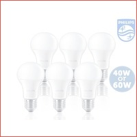 6 x Philips LED Lampen E27, 40W/60W