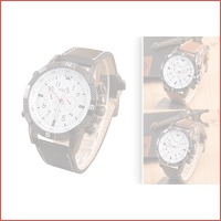 Stoer herenhorloge met leren band