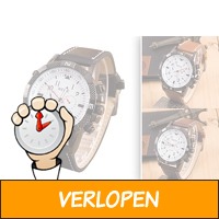 Stoer herenhorloge met leren band