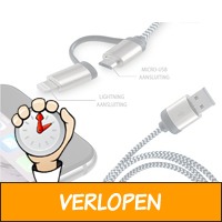 2-in-1 gevlochten kabel met lightning en micro usb