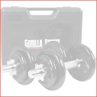 Dumbellset 20 kg gietijzer incl. koffer