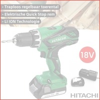 Hitachi accuboormachine 18V 3.0 Ah