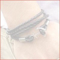 Stoere Leren Armband met Anker sluiting