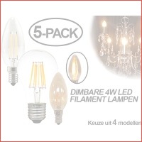 5-pack dimbare filament LED-lampen