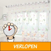 Gordijn met vlinder en bloemen print