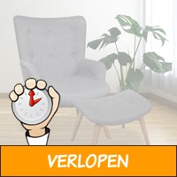 Retro fauteuil met voetenbankje