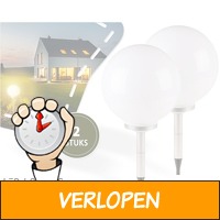 2 x Solar LED lichtbollen voor in de tuin