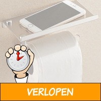 RVS toiletrol houder met plankje