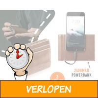 Leren portemonnee met iPhone oplader