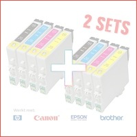 2 x set cartridges voor HP, Epson, Broth..