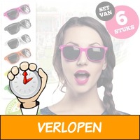 Set van 6 gekleurde zonnebrillen