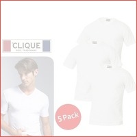 5-pack witte Clique V-hals T-shirts