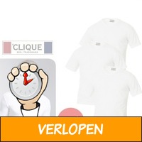 5-pack witte Clique V-hals T-shirts