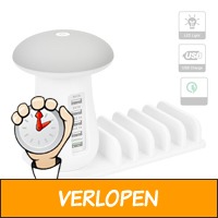 Magische Paddenstoel Led Oplaadamp met 5 USB aansluitin..