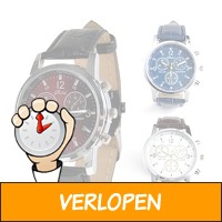 Luxe herenhorloge met lederen band