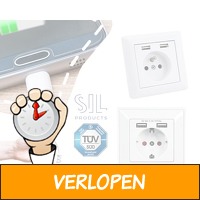 2-pack inbouw wandcontactdoos met 2 usb poorten