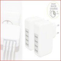 2-pack universele 4-poorts USB-oplader