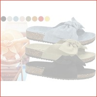 Suede look slippers met strik