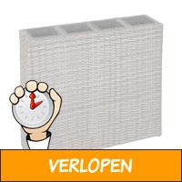 vidaXL plantenbak met 4 potten poly rattan grijs