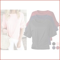 Ruffle sleeve dames T-shirt