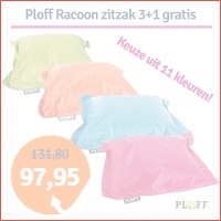 Ploff Racoon Zitzak 3+1 Gratis