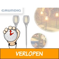 Grundig solar LED tuinlampen met vuursimulatie - 2 stuk..