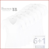 7 x Beeren heren T-shirt V-hals wit