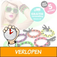 Set van 5 neon armbanden