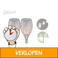 Deluxa solar tuinlamp met LED vlam verlichting - 2 stuk..