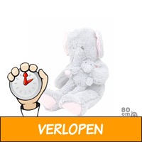 Grote Olifant Knuffel met Baby - 80 cm