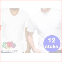 12 witte Fruit of the Loom T-shirts