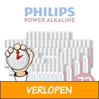72 stuks Philips Power Alkaline AA of AAA batterijen