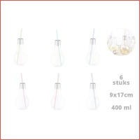 Glazen met rietjes lampvormig 400 ml - ..