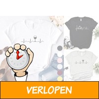 Dames T-shirt met koffie- of wijnopdruk