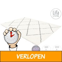 Lifa Living hoogpolig vloerkleed met ruit