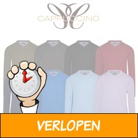 Cappuccino pullover met v-hals