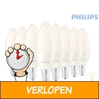 8 x Philips dimbare LedFlame E27 of E14