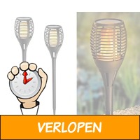 2 x Solar Light Flame tuinfakkels