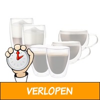 Glazenset, koffie, Latte & Cappuccino - Set van 6 -..