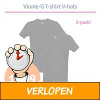 Vinnie-G Heren T-shirt V-hals zwart 2-pack